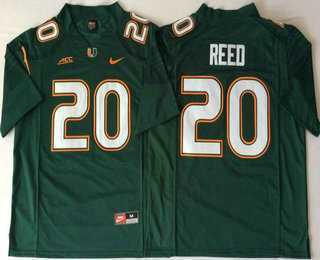 Men%27s Miami Hurricanes #20 Ed Reed Green Stitched NCAA Nike College Football Jersey